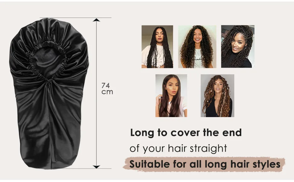 Long Bonnet Braid Bonnets for Sleeping Satin Bonnet Silk Bonnet Hair Braid Bonnet for Sleeping Bonnets for Black Women Large Aa-black - satin bonnet