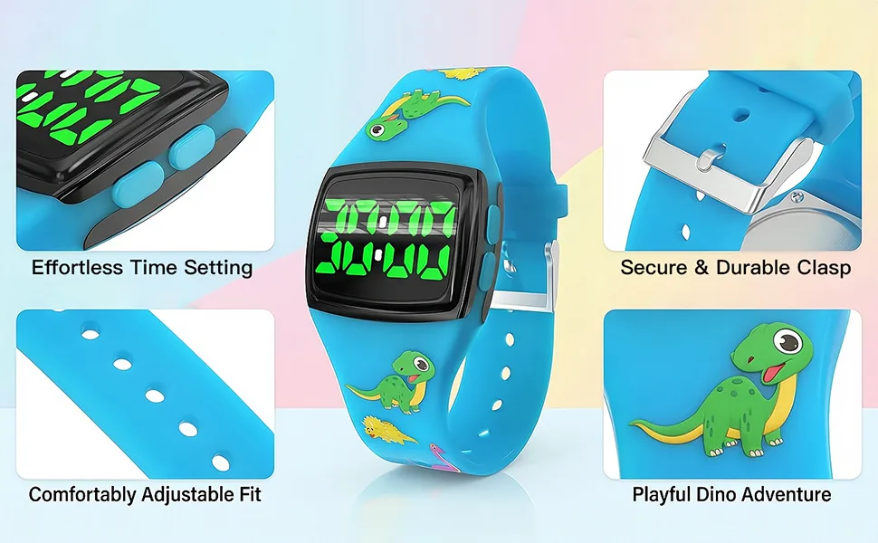 SKYROKU Potty Training Watch for Toddlers With Soft Silicone Strap Cute Apple-Shaped Design with 3 Timing Modes 30-90min  Music & Flash Reminders Splash-Proof - Blue - 100% non-toxic silicone