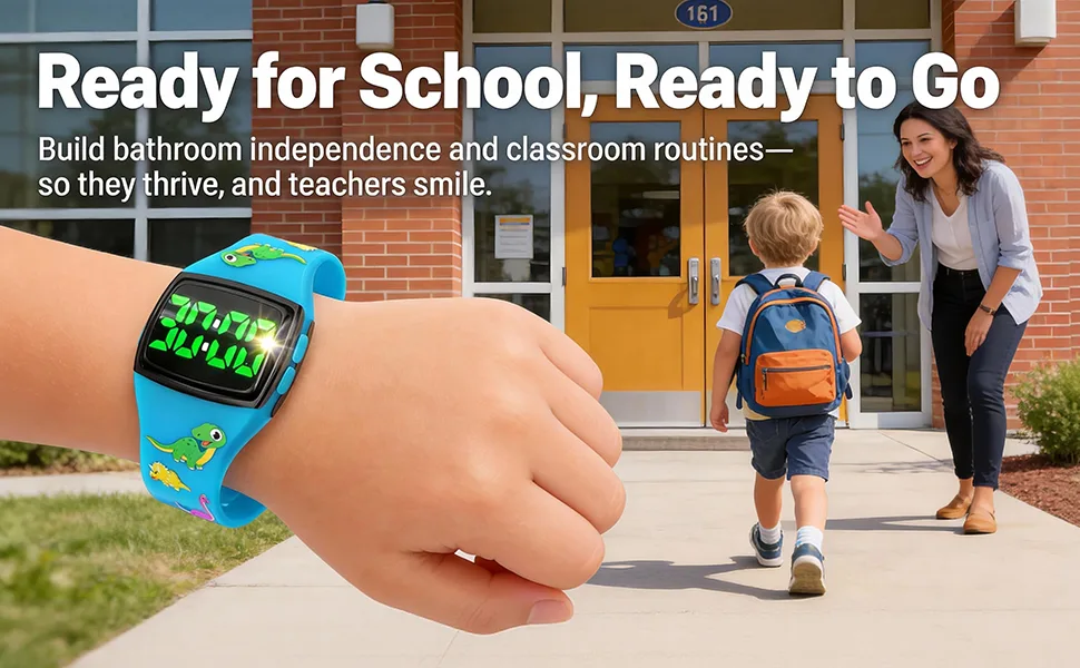 SKYROKU Potty Training Watch for Toddlers With Soft Silicone Strap Cute Apple-Shaped Design with 3 Timing Modes 30-90min  Music & Flash Reminders Splash-Proof - Blue - Uses music + flash reminders