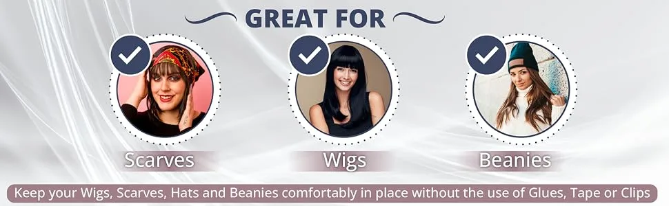 MainBasics Adjustable Velvet Wig Grip Band (Beige) - Great for wigs, hats, scarves