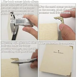50pcs Scrapbooking Photo Mounting Corners Book Albums Menus Notebook Folder File Corner Protectors(C086 Brass) - Book Corner Protector