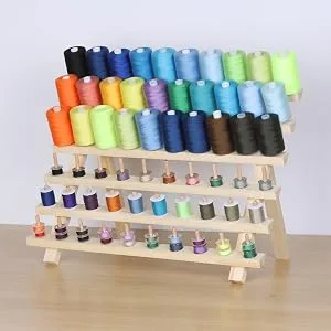 HAITRAL 60-Spool Thread Rack  Wooden Thread Holder Sewing Organizer for Sewing  Quilting  Embroidery  Hair-braiding - RACK