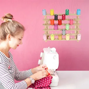 HAITRAL 60-Spool Thread Rack  Wooden Thread Holder Sewing Organizer for Sewing  Quilting  Embroidery  Hair-braiding - sewing thread rack