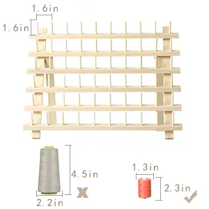 HAITRAL 60-Spool Thread Rack  Wooden Thread Holder Sewing Organizer for Sewing  Quilting  Embroidery  Hair-braiding - spool holder