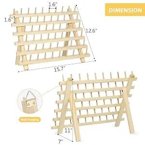 HAITRAL 60-Spool Thread Rack  Wooden Thread Holder Sewing Organizer for Sewing  Quilting  Embroidery  Hair-braiding - thread organizer