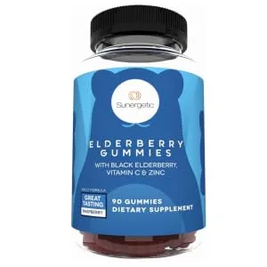 Premium Black Elderberry Gummies   Black Elderberry with Vitamin C & Zinc   Helps Support Immune System   Great Tasting Sambucus Elderberry Gummies   Raspberry Flavored Elderberry Gummies   90 Gummies - best elderberry gummies sunergetic