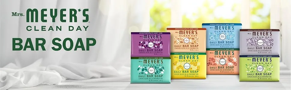 Mrs. Meyer's Bar Soap  Use as Body Wash or Hand Soap  Made with Essential Oils  Rain Water  5.3 oz  1 Bar - Mrs. Meyer