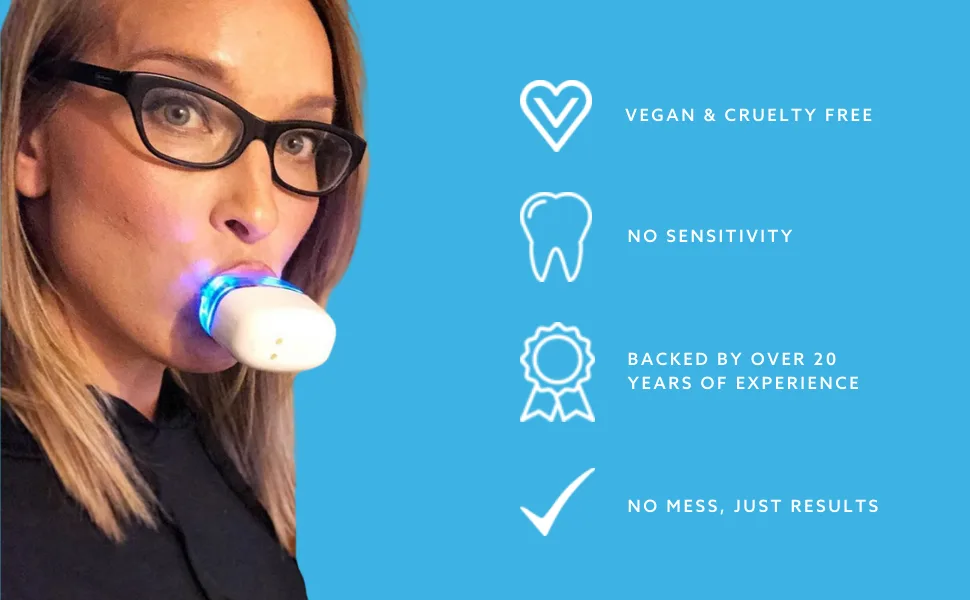 Go Smile Blu Hands-Free Teeth Whitening Toothbrush with Gum Massage and Sonic Blue Technology  White - DAILY USE