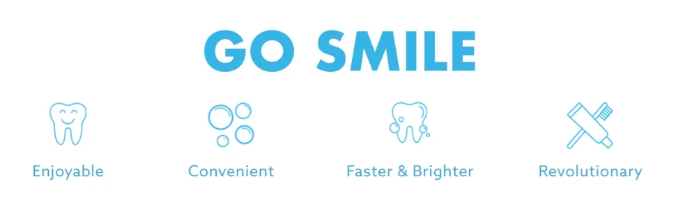 Go Smile Blu Hands-Free Teeth Whitening Toothbrush with Gum Massage and Sonic Blue Technology  White - logo header