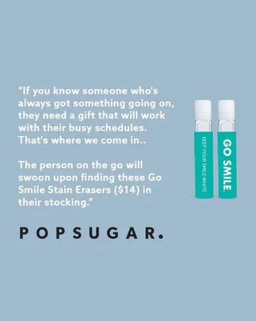 Go Smile Blu Hands-Free Teeth Whitening Toothbrush with Gum Massage and Sonic Blue Technology  White - popsugar