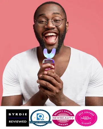 Go Smile Blu Hands-Free Teeth Whitening Toothbrush with Gum Massage and Sonic Blue Technology  White - smile