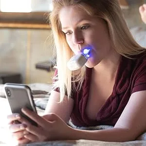 Go Smile Blu Hands-Free Teeth Whitening Toothbrush with Gum Massage and Sonic Blue Technology  White - whitening