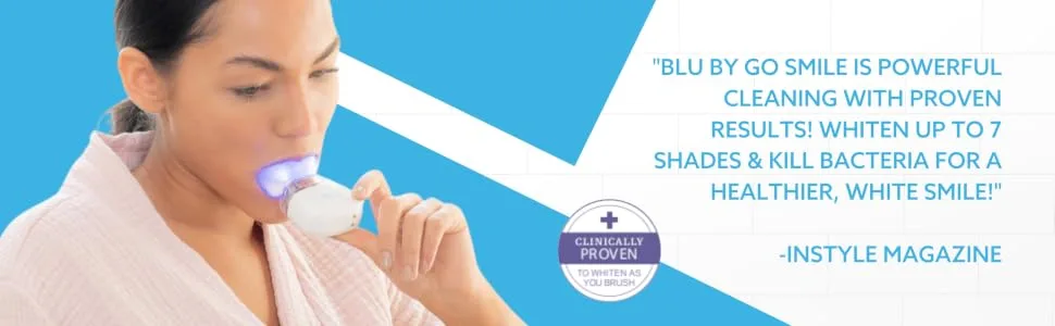 Go Smile Blu Hands-Free Teeth Whitening Toothbrush with Gum Massage and Sonic Blue Technology  White - whitening
