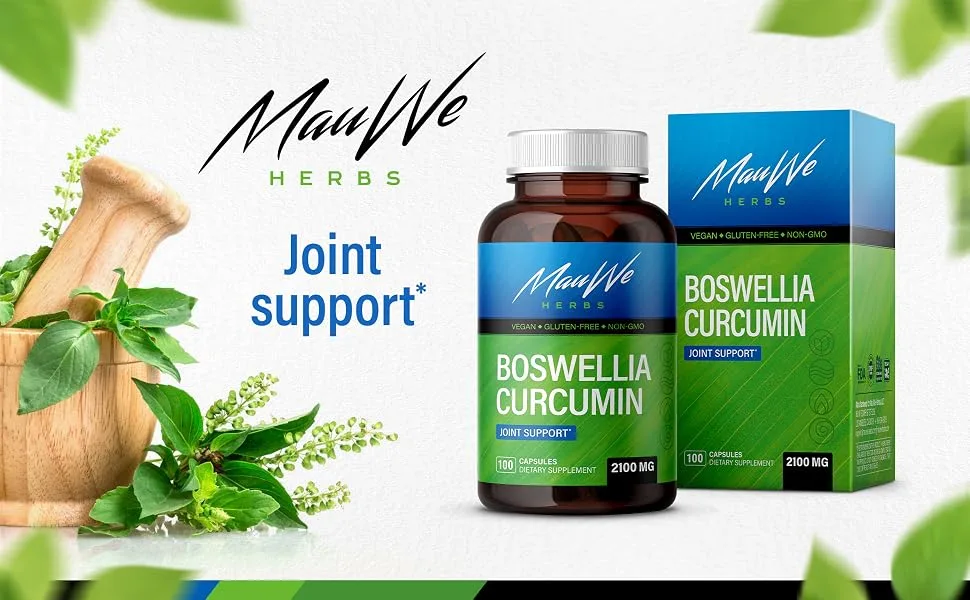 Boswellia Curcumin Capsules - Organic Frankincense & Turmeric Extract Supplement - Vegan Non-GMO - 2100 mg 100 Capsules - Banner