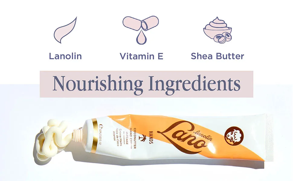 Lanolips Hand Cream Intense Coconutter - Moisturizing Hand Lotion for Dry  Cracked Hands + Cuticles - Made with Lanolin  Coconut  Vitamin E + Shea butter (50ml) - large image