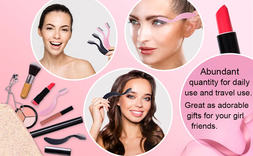 TecUnite Folding Eyelash Comb  Stainless Eyebrow Comb Eyelash and Brow Makeup Brush (3 Black and 3 Pink) - product information 3