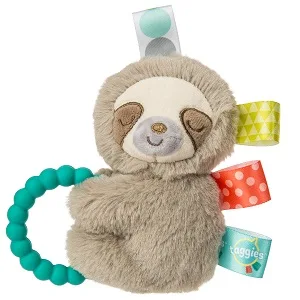 Taggies Sensory Stuffed Animal Soft Rattle with Teether Ring  Molasses Sloth Baby Rattle - product information 1