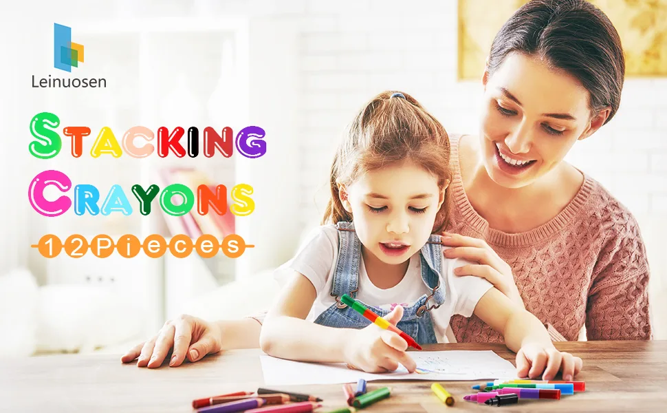 Leinuosen Stacking Crayons Stackable Buildable Crayons Colorful Crayon for School Office Supplies  12 Colors (12 Pieces) - product information 11