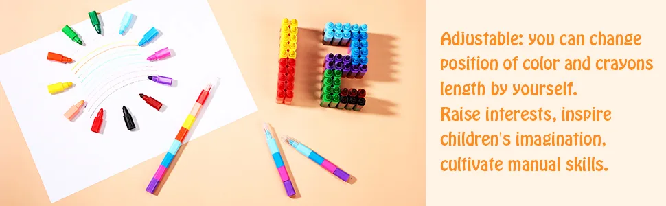 Leinuosen Stacking Crayons Stackable Buildable Crayons Colorful Crayon for School Office Supplies  12 Colors (12 Pieces) - product information 12