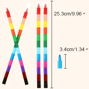 Leinuosen Stacking Crayons Stackable Buildable Crayons Colorful Crayon for School Office Supplies  12 Colors (12 Pieces) - product information 13