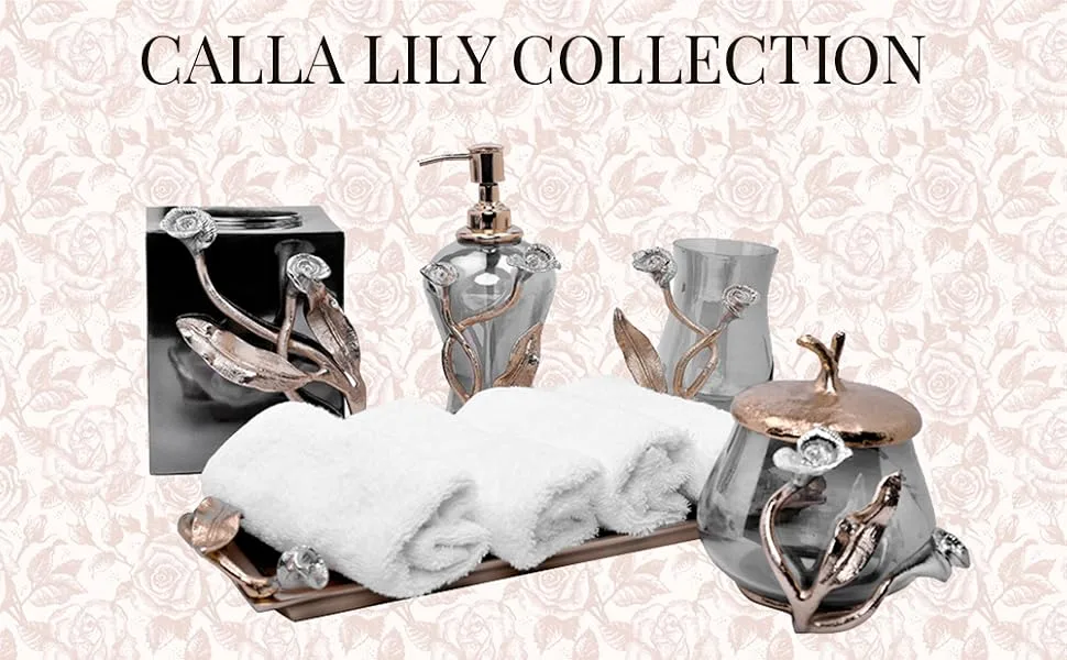 Soap Dispenser - Aluminum Black Luster Gold Finished Refillable Liquid Hand Lotion Container for Premium Home Decor Bathroom Accessories Kitchen - The Calla Lily Collection Calla Lilly - product information 2