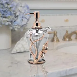 Soap Dispenser - Aluminum Black Luster Gold Finished Refillable Liquid Hand Lotion Container for Premium Home Decor Bathroom Accessories Kitchen - The Calla Lily Collection Calla Lilly - product information 3