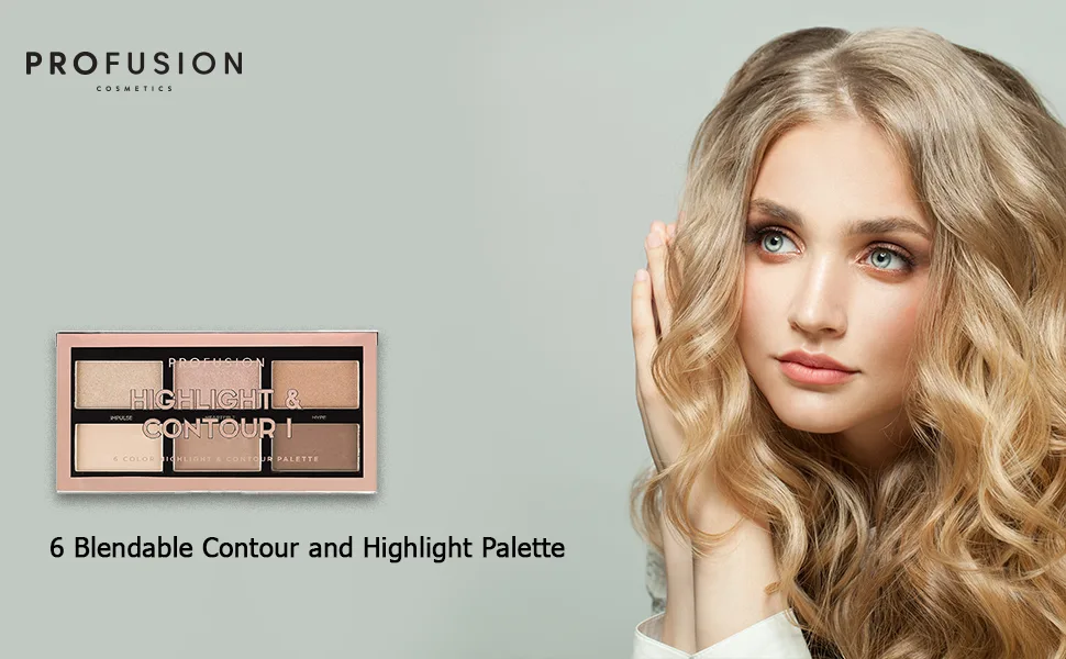 Profusion Cosmetics Mini Artistry Highlight & Contour I Palette Makeup Kit  Long Lasting and Soft Powder Formula - Light Medium - product information 1