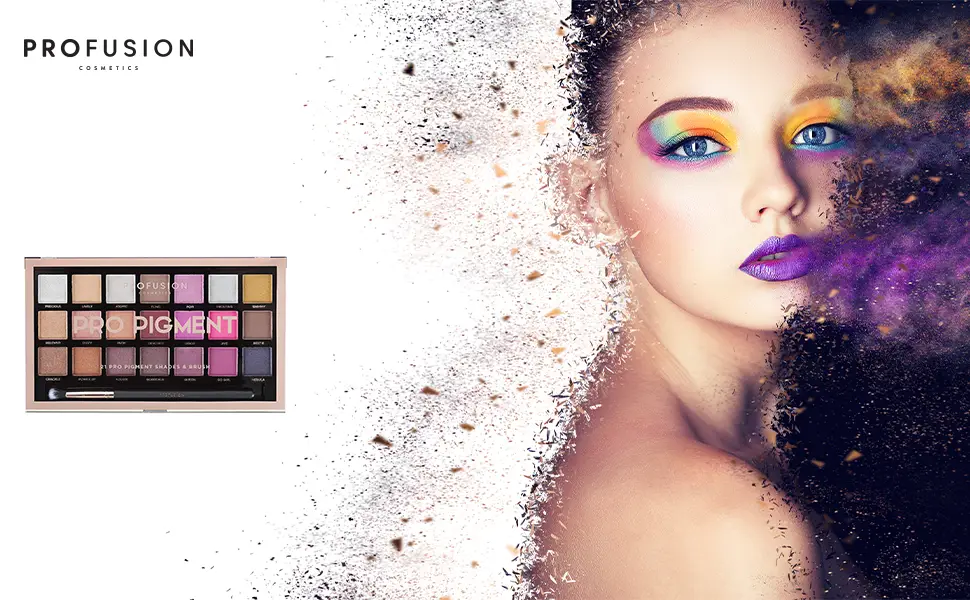 Profusion Cosmetics 21 Shade Eyeshadow Palette Collection & Brush  Pro Pigments - product information 1