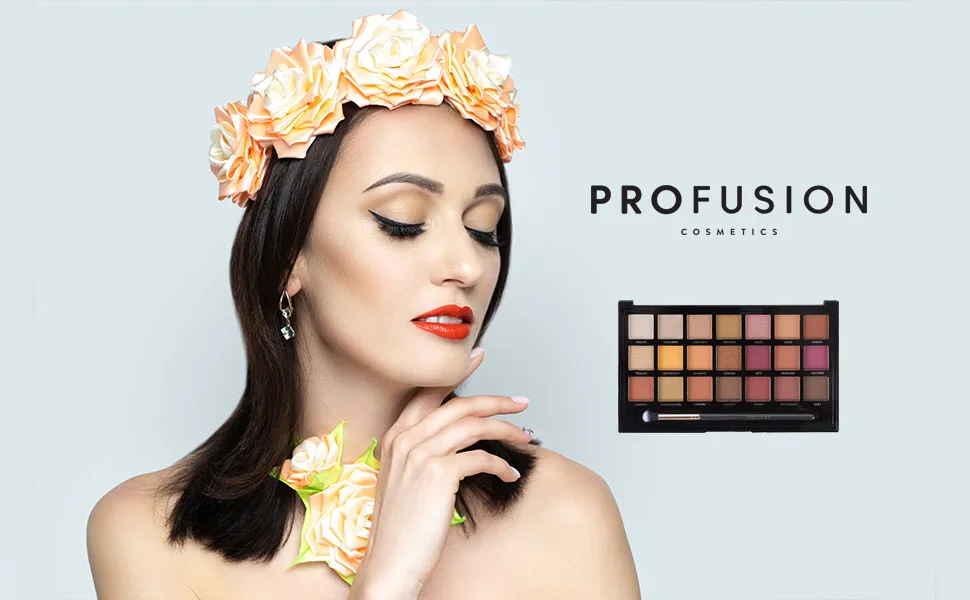 Profusion Cosmetics 21 Shade Eyeshadow Palette - Long-lasting Cruelty-free Bright Pigmented shades Palette Collection & Brush  Siennas - product information 3
