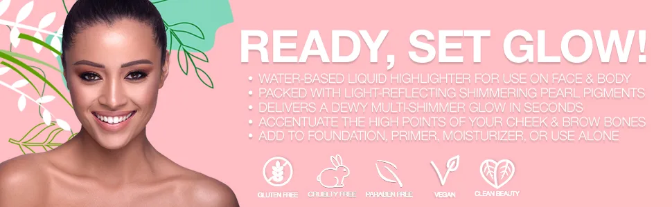 I m Glowing Liquid Highlighter - 24K gold - Palladio liquid highlighter water based face body shimmering pearl pigments color dewy glow