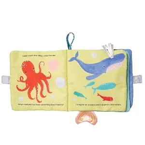 Manhattan Toy Under The Sea Soft Baby Activity Book with Squeaker Fish Soft Book - gift for 1 year old; gift for 0-6 month; gift for 0 year old; gift for newborn;infant gift;gifts