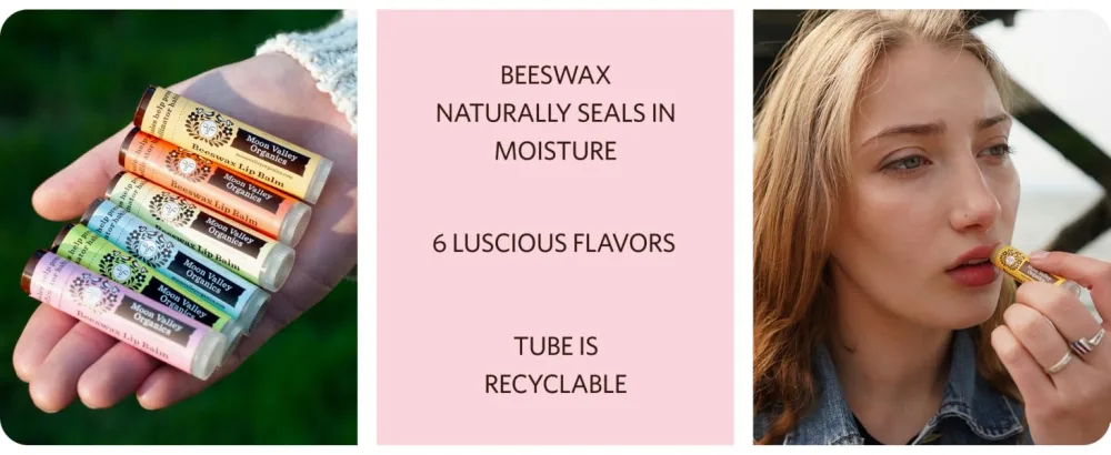 Moon Valley Organics Beeswax Lip Balm for Moisturizing Lips and Cuticles (Vanilla | Lime | Honey | Blackberry | Mint Vanilla) - Lip Balms & Moisturizers