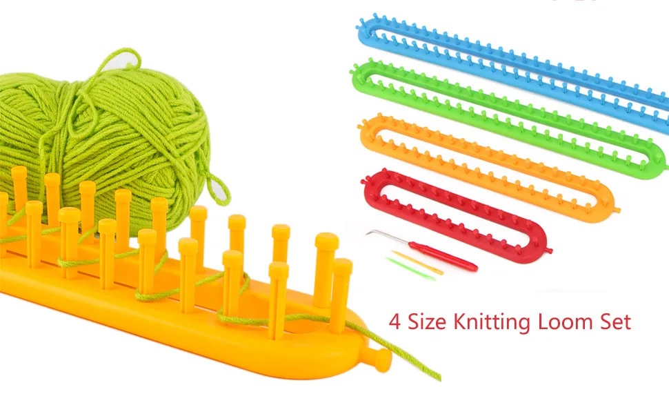 Wayion Knitting Loom Set with Hook Needle Kit Yarn Cord Knitter 4 Hat Looms Long Knitting Loom DIYfor Scarf Sweater Shawl Blankets - product information 1