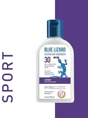 BLUE LIZARD Sport Mineral-Based Sunscreen - No Oxybenzone  No Octinoxate - SPF 30+ UVA/UVB Protection  5 Fl Oz - sport