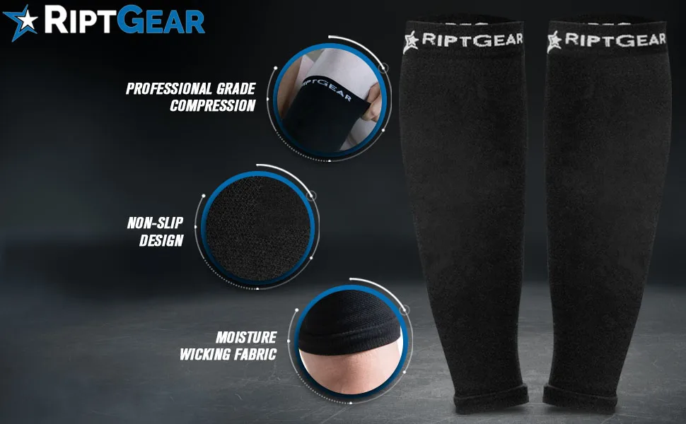 RiptGear Calf Compression Sleeves for Women and Men   Graduated Compression   Leg and Calf Support   Footless Compression Socks Tights Leggings - Medium - athletic protection foam roller medical copper support compresion shield cep boots muscle veins