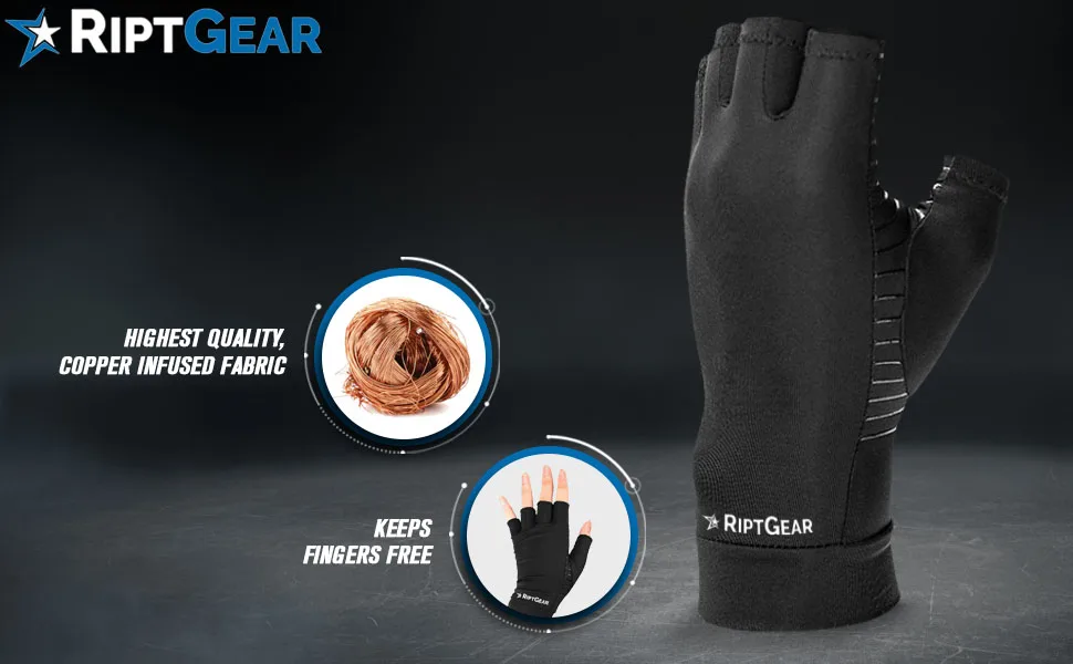 RiptGear Compression Gloves for Women and Men for Arthritis (Pair) - Womens and Mens Glove for Hand Pain Golf Cycling Medium (1 Pair) - guantes mujer fingerless bracelets fit sleeves black massager extra glpves compressiom apin drivin