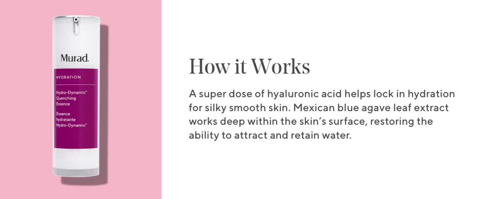 Murad Hydration Hydro-Dynamic Quenching Essence - Hydro-Boost Exfoliating Face Moisturizer - Weightless Face Essence with Glycolic Acid  1.0 Fl Oz - how it works