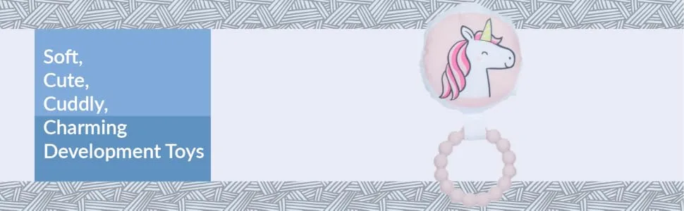 Carter's Unicorn Rattle Teether Set - Soft, Cute, Cuddly, Charming, Development Toys