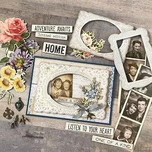 Tim Holtz  Advantus Baseboard Frames Lace Printed Bookboard  white - baseboard frames,lace,vintage,art,craft,antique,photo,card,scrapbook,stationary,die cut,cardboard