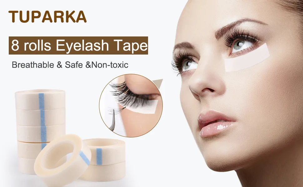 TUPARKA 8 Rolls White Eyelash Tape  Adhesive Eyelash Tapes  Lash Tape for Eyelash Extension Supply  9M Each Roll - White Eyelash Tape