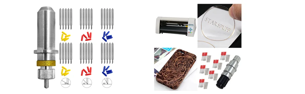 30 pcs (30/45/60 Degree) AFUNTA Blade Vinyl Cutter Plotter Cutting Blades for Roland & Most Domestic and Imported Plotter with Blade Holder Base - product information 1