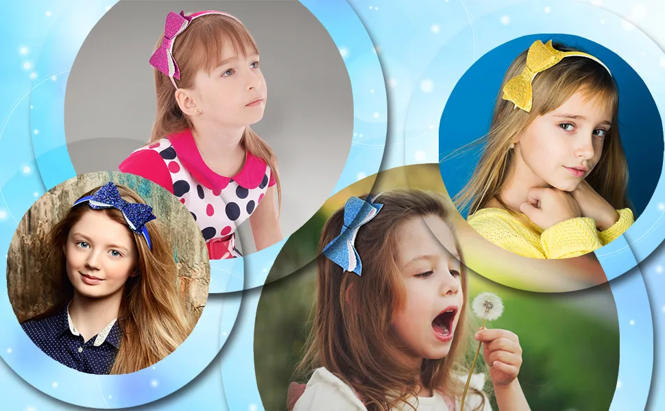 SIQUK 14 Pieces Glitter Bow Headband Teeth Plastic Headbands with Shiny Bow Headbands for Girls(Bonus: 1 Pc Storage Bag) - product information 5