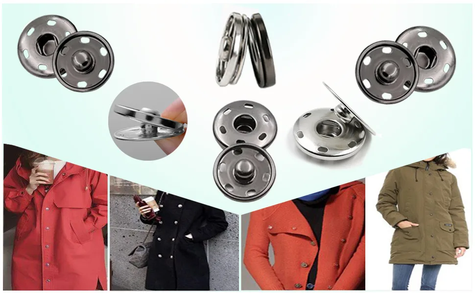 50 Sets Sew-on Snap Buttons  Metal Snaps Fasteners Press Studs Buttons for Sewing Clothing  3/4 19mm(Silver) - large snaps