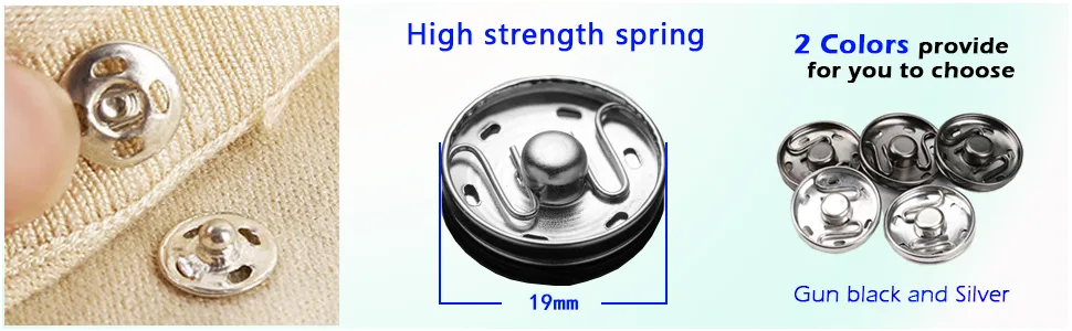 50 Sets Sew-on Snap Buttons  Metal Snaps Fasteners Press Studs Buttons for Sewing Clothing  3/4 19mm(Silver) - snap button