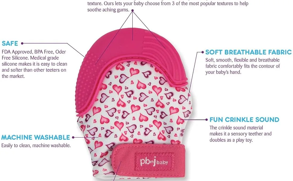 PBnJ baby Silicone Infant Teething Mitten Teether Glove Mitt Toy (Sports) - Teethee Mitten Mitt Teether Baby Soothing