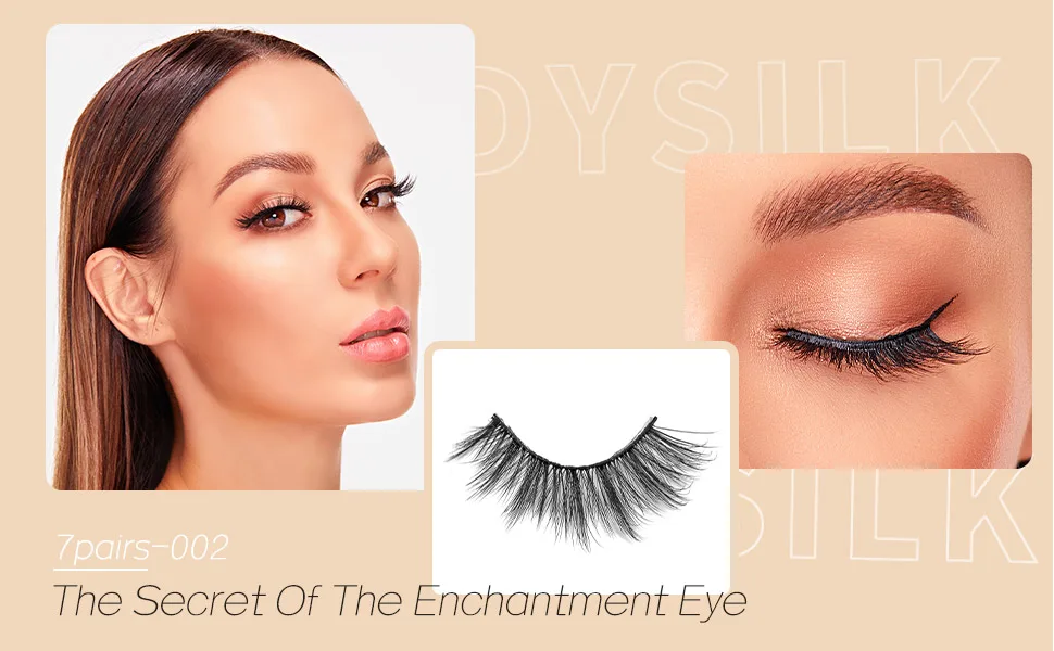 DYSILK Eyelashes Natural Look - 7 Pairs 6D Mink Lashes - False Eyelashes Fluffy Cat Eye Wispy Fake Lashes Soft Reusable 002 - product information 4