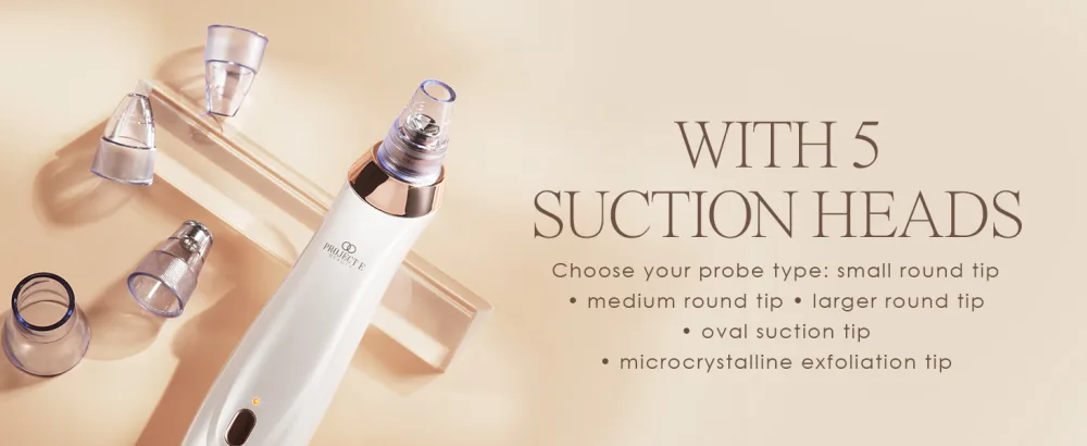 Vacuum+ Blackhead Removal Therapy by Project E Beauty | Blackhead & Whitehead Extractor | Nose & Face Cleanser | Adjustable Suction | USB Rechargeable | 4 Replacement Probes | for Men & Women - vacuum blackhead remover deep pore cleansing whitehead extractor removes oil nose cleanser minimizer