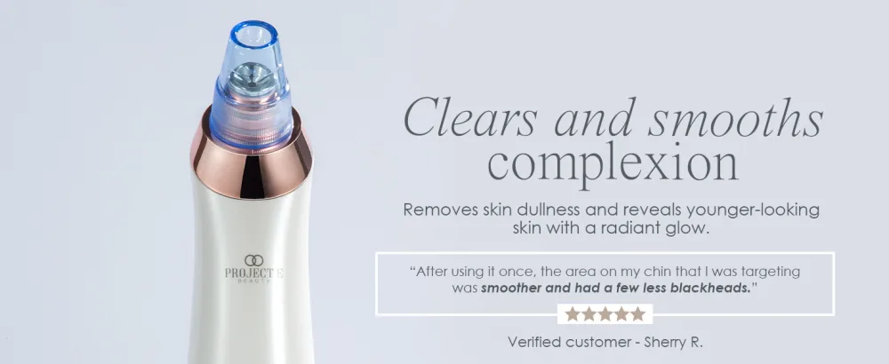 Vacuum+ Blackhead Removal Therapy by Project E Beauty | Blackhead & Whitehead Extractor | Nose & Face Cleanser | Adjustable Suction | USB Rechargeable | 4 Replacement Probes | for Men & Women - vacuum blackhead remover deep pore cleansing whitehead extractor removes oil nose cleanser minimizer