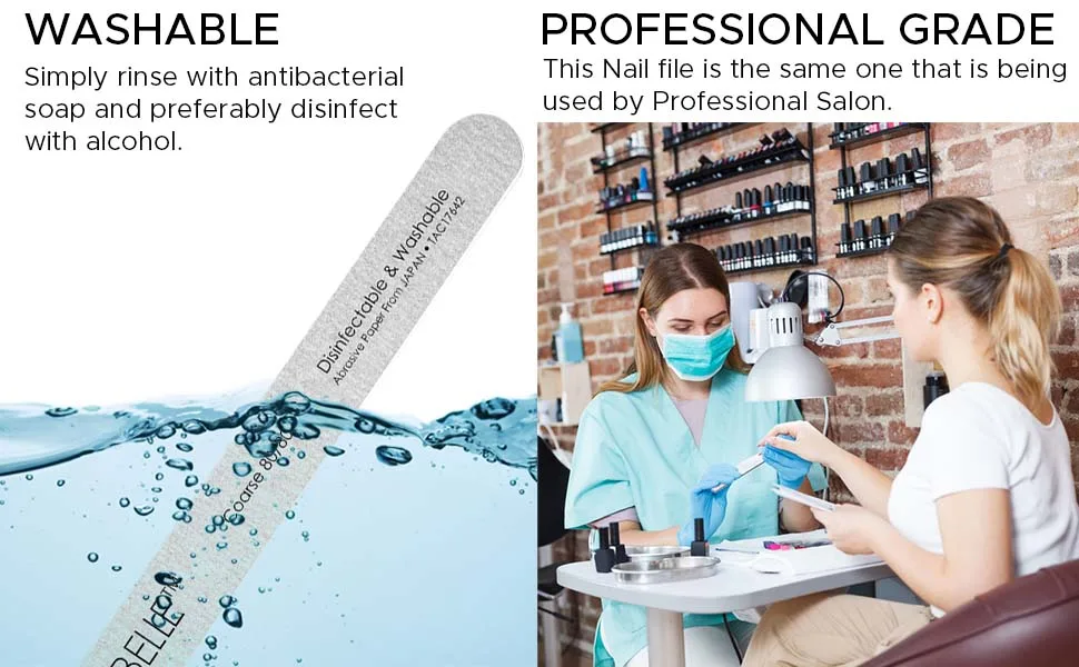 Tachibelle 10 Pcs Premium JAPAN Abrasive 180/180 Fine Disinfectable Washable Zebra Perfect Files for Natural Nails - wrwer