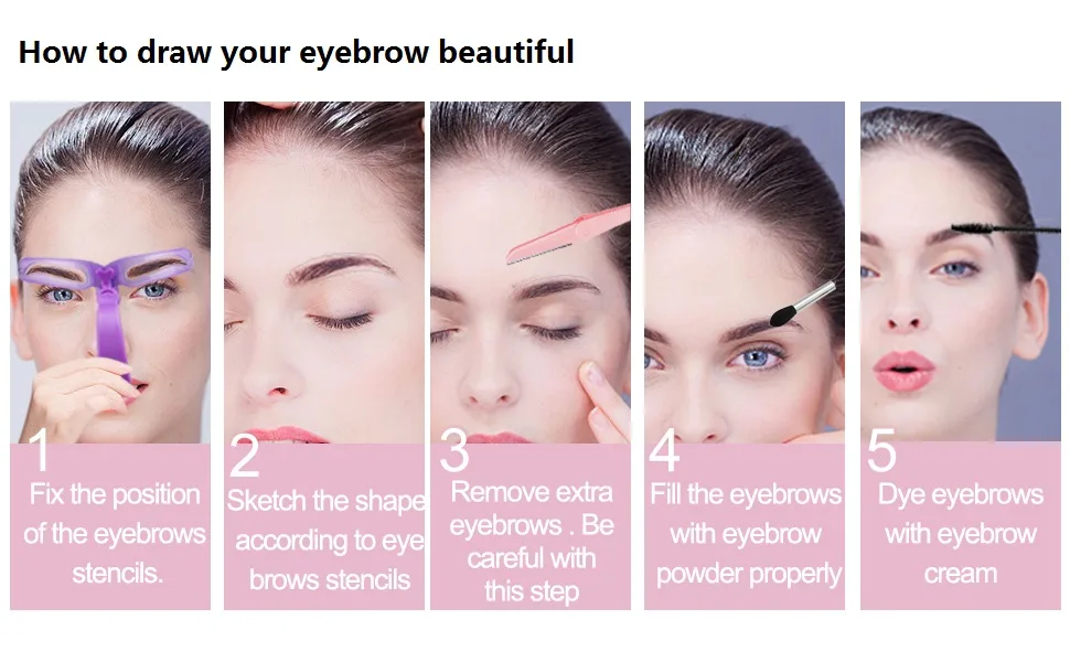 Amariver Eyebrow Stencils  Eyebrow Template  Eyebrow Shaping Kit 8 Styles Reusable Eyebrow Stencil with Handle and Strap  Washable - Eeyebrow Template